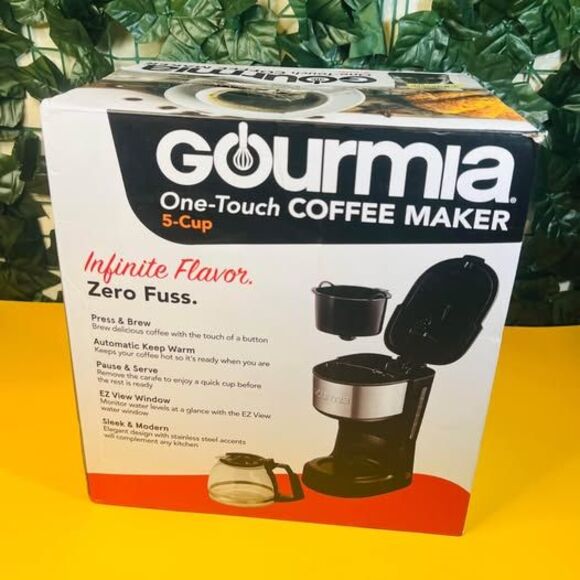 New Gourmia 5 Cup One-Touch Switch Coffee Maker with Auto Keep Warm Black - Picture 2 of 3